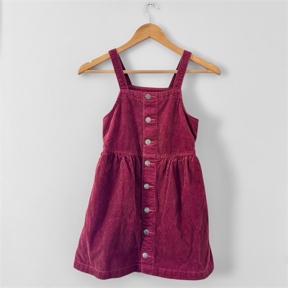 Cat & Jack Burgundy Corduroy Button-Down Dress Size M (8)